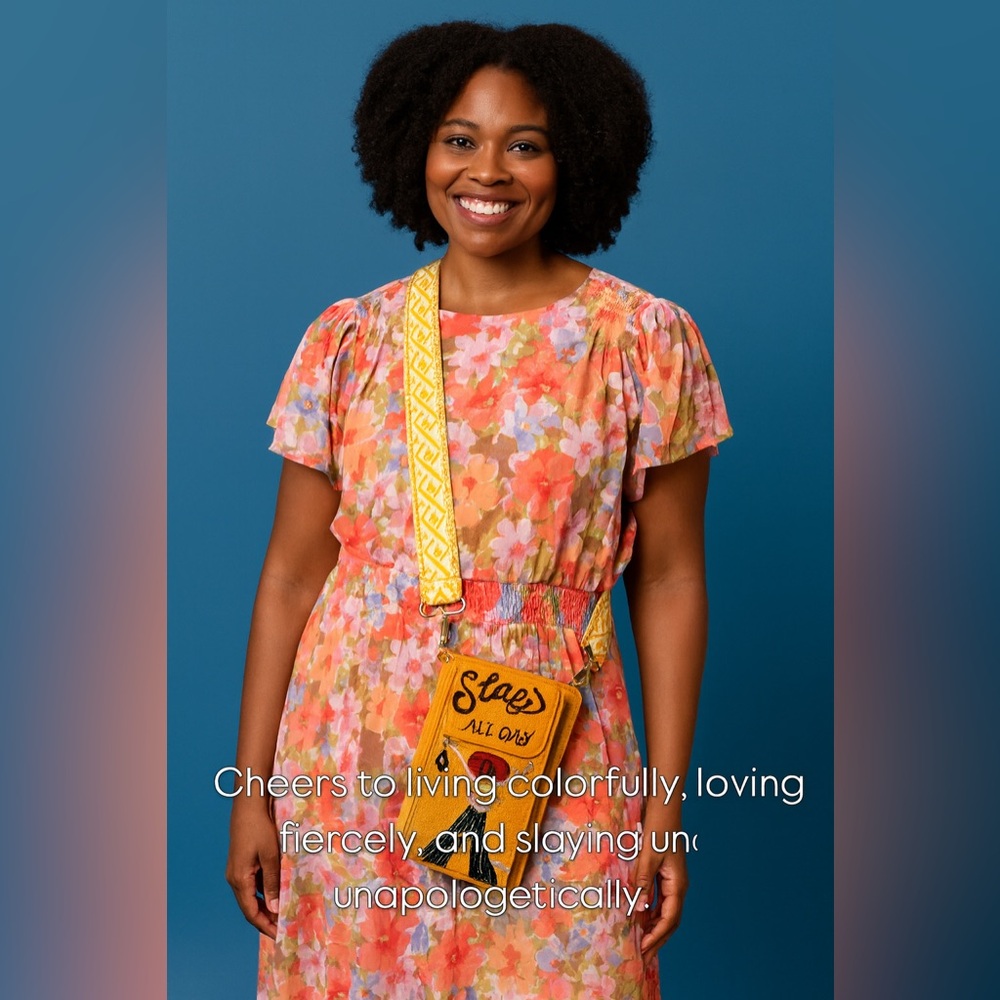 Playful Hand-Painted Vibrant Yellow Crossbody – Statement Bag Cruise Vacation.